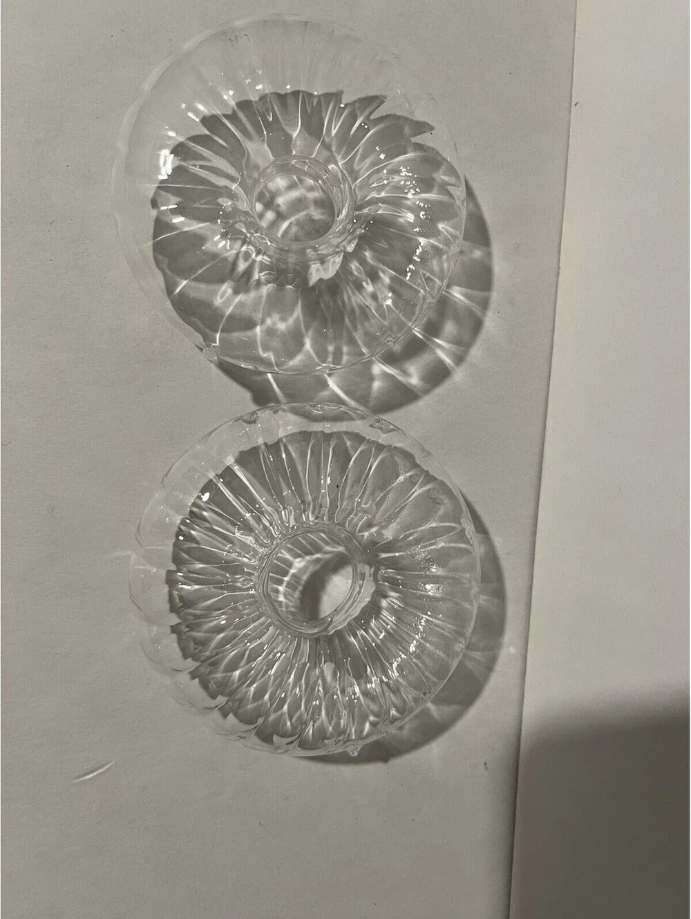 Vintage Crystal Chandelier Candle Holders Drip Cups Set of (2) Round